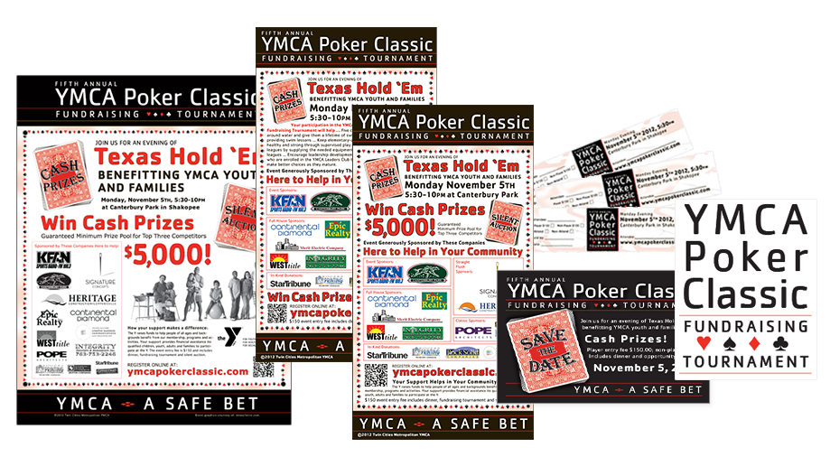 YMCA Poker Classic Fundraising Tournament marketing materials designed by the good folks at mtouchettemedia.com